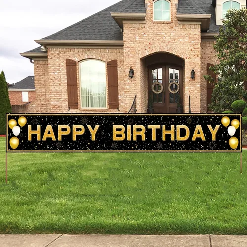 Miniatura 15 de Decoraciones de cumpleaños número 16 para niños y niñas, pancarta de decoración de feliz cumpleaños de 16 años en negro y dorado, suministros