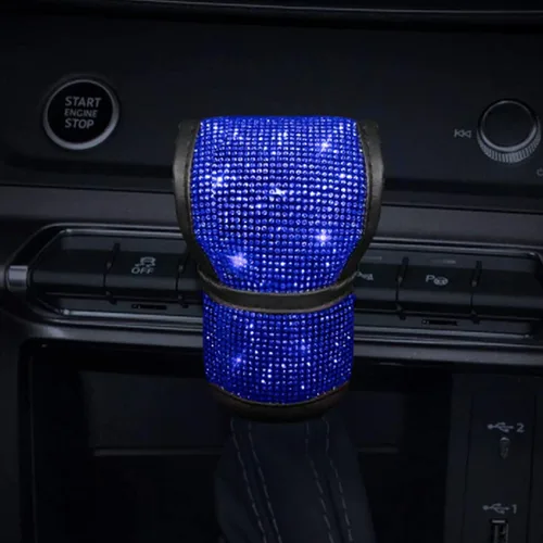 Miniatura 7 de Funda de felpa para pomo de palanca de cambios automática con purpurina de cristal brillante y diamantes de imitación para niñas y damas, ajuste