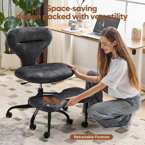 Miniatura 7 de YFO Silla ergonómica de oficina con patas cruzadas y silla de meditación para TDAH con ruedas silenciosas para silla de escritorio de oficina