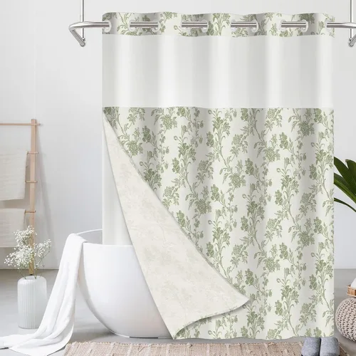 Miniatura 11 de WELTRXE Cortina de ducha bohemia, moderna cortina de ducha con borlas, decoración rústica de baño, tela resistente repelente al agua con gancho