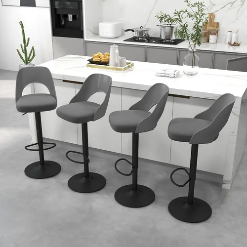 Miniatura 11 de civama Juego de 2 taburetes de bar para encimera de cocina, altura del asiento ajustable de 25 a 33 pulgadas, sillas de isla giratorias tapizadas