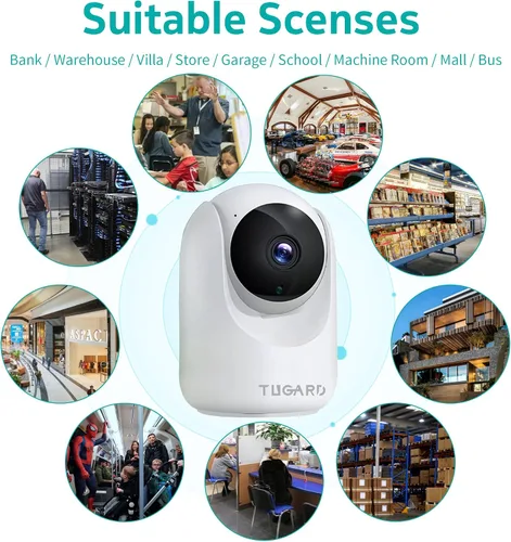 Miniatura 8 de Cámara de seguridad para interiores, cámaras WiFi 2.4G para seguridad del hogar, inclinación panorámica de 355 ° vista vertical de 100 °, detección
