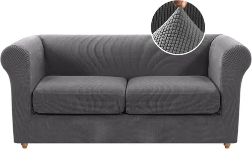Miniatura 32 de Funda para silla Chesterfield de 2 piezas para sofá de 1 cojín, fundas para silla de brazo alto, 1 asiento, alta elasticidad, lavable, protector