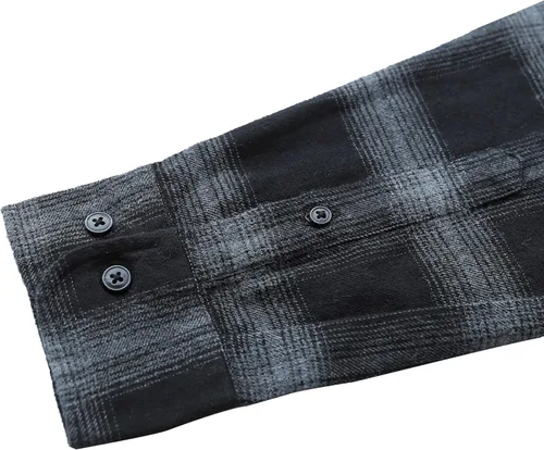 Miniatura 4 de Dubinik Camisa de franela para hombre, casual, con botones, para trabajo, suave, de algodón, ligera, de franela a cuadros, de manga larga