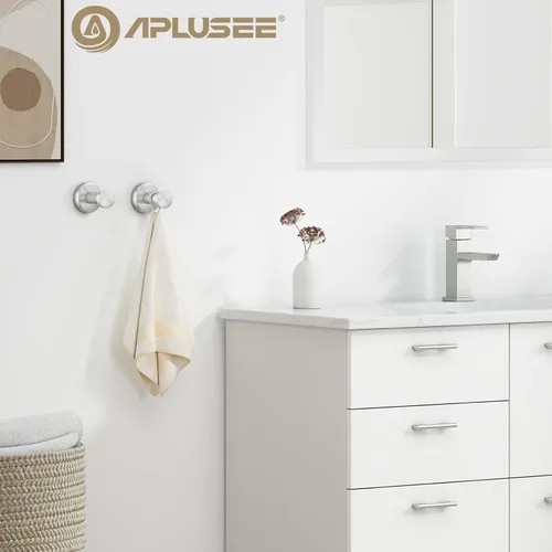 Miniatura 2 de APLusee Ganchos para toallas de baño de níquel cepillado, ganchos de acero inoxidable 304, paquete de 2 ganchos de toallas resistentes para baño