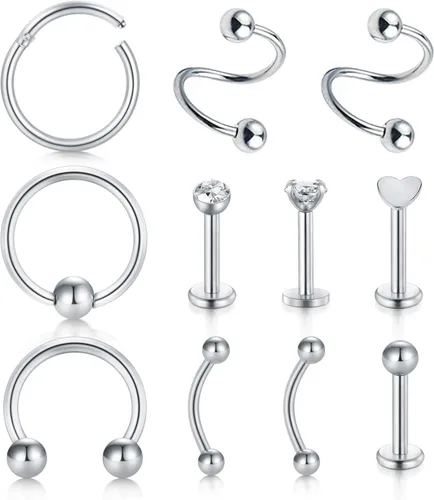 Miniatura 7 de D.Bella Aretes de cartílago transparente, 20 piezas de 0.63 oz de acrílico transparente Bioflex Tragus Retener, anillos de labio, nariz, labret