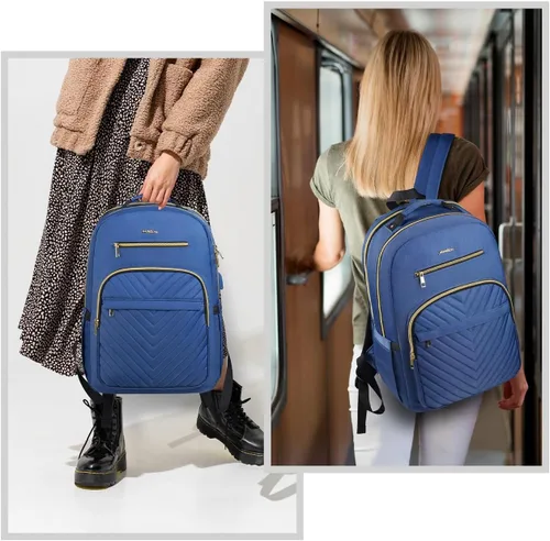 Miniatura 2 de YAMTION Mochila para mujer, mochila para laptop de 15.6 pulgadas para mujer, mochila USB para negocios, trabajo, oficina, universidad, azul oscuro