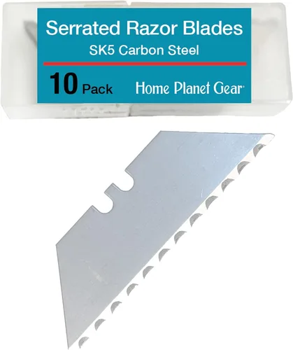 Cuchillas dentadas para cuchillo utilitario – Paquete de diez maquinillas de afeitar de sierra SK5 de alta resistencia para reemplazo de cortador de