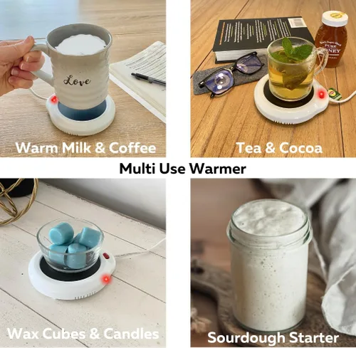 Miniatura 5 de Evelots Calentador eléctrico de tazas de escritorio, placa de calentamiento de velas, calentador de taza de café, también ideal para té caliente