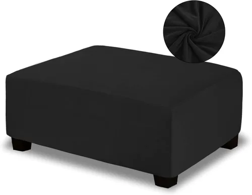 Miniatura 14 de NeColorLife Funda otomana cuadrada de terciopelo para otomana, funda gruesa y elástica para reposapiés (tamaño pequeño, marrón)