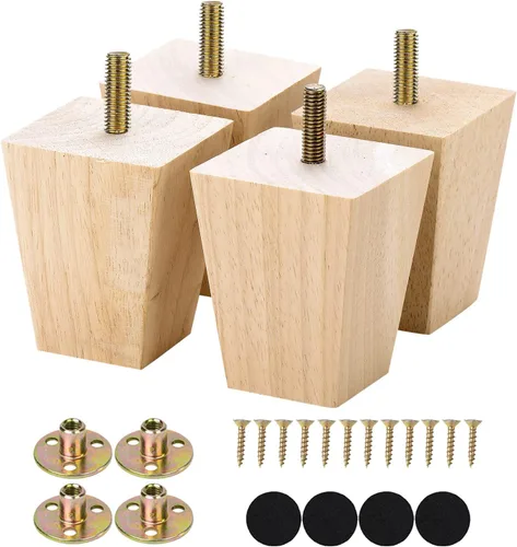 Miniatura 9 de Michanco Juego de 4 patas cuadradas para sofá de 2 pulgadas, patas de repuesto de madera para sofá otomano, sillón reclinable