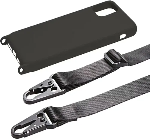 Miniatura 4 de Compatible con iPhone 12 Pro Max, funda cruzada para teléfono con cordón, bonita funda de silicona suave con correa ajustable para el hombro, Negro