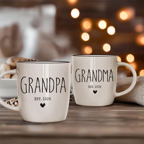 Miniatura 5 de Promovidos a Abuelos 2026 Juego de Tazas, Tazas de Cerámica para Abuela y Abuelo 2026, Anuncio de Embarazo para Juego de Tazas de Abuelos, Regalos