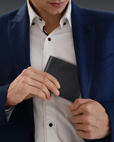 Miniatura 20 de Swallowmall Cartera de piel con bloqueo Rfid para hombre, billetera plegable con tarjeta extraíble, 2 ventanas para identificación, 10 ranuras
