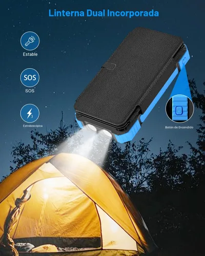 Miniatura 6 de Cargador Solar Power Bank 49800mAh con 4 cables integrados y 3 paneles plegables, cargador de teléfono portátil rápido PD22.5W, paquete de batería