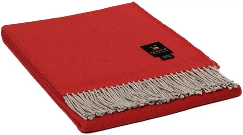 Lima Mystery - Manta de mezcla de lana de alpaca, tejida a mano, suave, cálida, diseño de color sólido, 63 x 52 pulgadas (rojo brillante/beige)