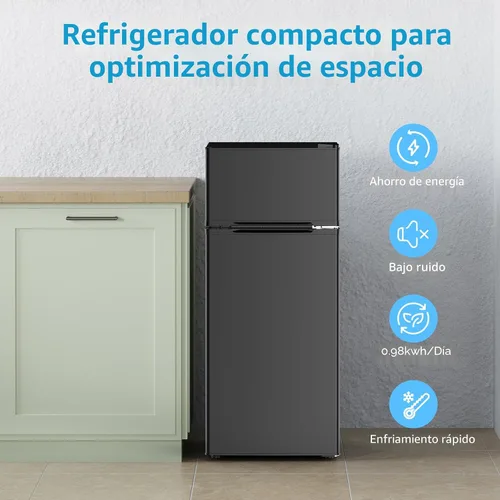 Miniatura 6 de COWSAR - Refrigerador compacto de 4.5 pies cúbicos para dormitorio con congelador, refrigerador de 2 puertas con 2 estantes removibles, termostato