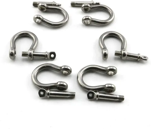 Miniatura 4 de heyous 6 unidades de 1/5 pulgada 0.197 in tornillo pin ancla grillete acero inoxidable resistente en forma de arco abrazadera de carga para cadenas