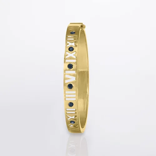Miniatura 3 de Ross-Simons Pulsera de 0,90 quilates con números romanos de zafiro en oro de 18 quilates sobre ley