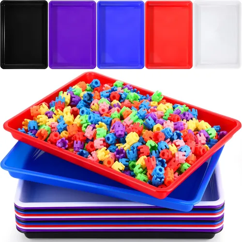 Miniatura 15 de Maitys Paquete de 15 bandejas de arte de plástico de 12 x 16 pulgadas, bandejas sensoriales para proyectos de bricolaje, pintura, cuentas, joyería