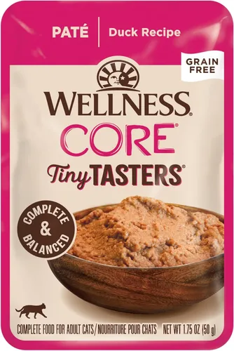 Miniatura 19 de Wellness CORE Tiny Tasters - Alimento húmedo para gatos adultos, natural, rico en proteínas, sin granos, receta de atún y salmón, 1.75 onzas