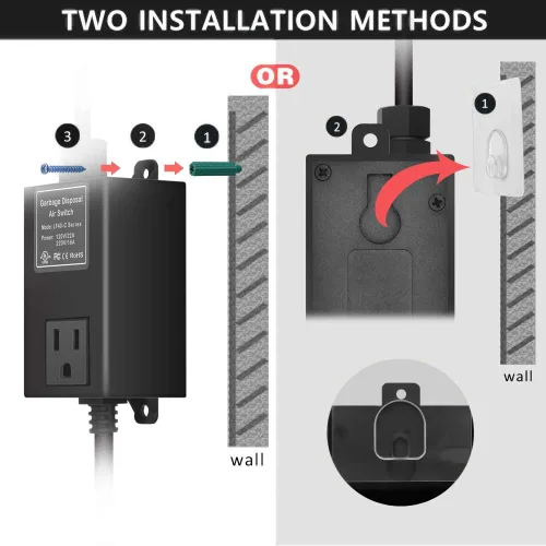 Miniatura 3 de Kit de interruptor de aire para eliminación de basura con botón de aire corto de níquel cepillado de acero inoxidable briidea Acero inoxidable