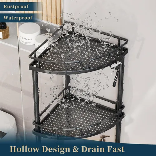 Miniatura 6 de Consumest Soporte Esquinero para Ducha - Organizador de Ducha de 3 Niveles con Soporte para Jabón, Estantes de Esquina Altos de Pie con Patas