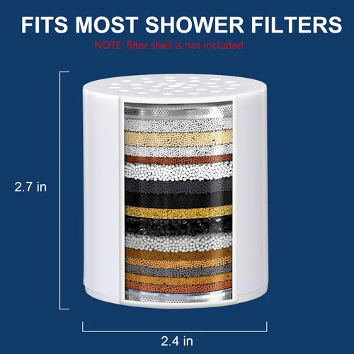 Miniatura 4 de Cartucho de repuesto de filtro de ducha de 20 etapas, cartucho de filtro de cabezal de ducha para agua dura, cloro, metales pesados, suavizante