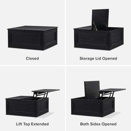 Miniatura 7 de Mopio Blake - Mesa de centro con tapa abatible y almacenamiento, mesa de centro cuadrada moderna de estilo rústico con parte superior fácil