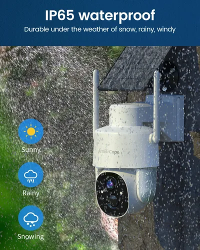 Miniatura 3 de Cámaras de seguridad solar Armorcope inalámbricas para exteriores, vista de 360°, alimentadas por batería con foco, visión nocturna a color, WiFi 2K