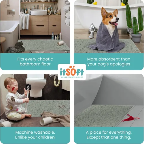 Miniatura 5 de ITSOFT Alfombra de Felpa para Baño 59x21 pulgadas, Tapetes de Baño Absorbentes Lavables a Máquina Antideslizantes, de Secado Rápido, Alfombras