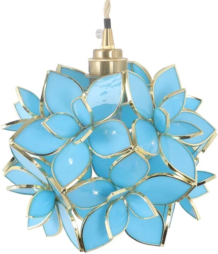 Miniatura 44 de Bieye L10749 - Lámpara colgante de techo de vidrio manchado estilo Tiffany con pantalla de 8 pulgadas de ancho (naranja, 8" flor de cerezo)