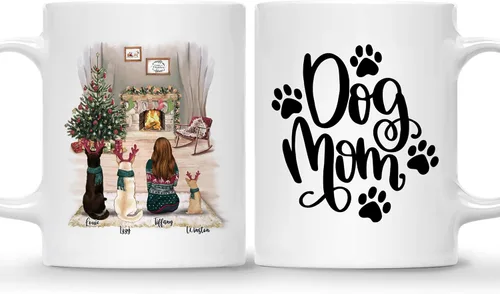 Miniatura 15 de Gossby Taza de café de Navidad personalizada con diseño de perro y mamá, regalo de Navidad personalizado para mujeres con nombre, taza de cerámica