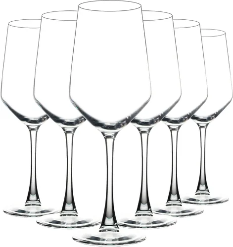 YANGNAY Juego de 6 copas de vino de 13 onzas, color rojo o blanco con tallo, perfectas para el hogar, restaurante, lavavajillas