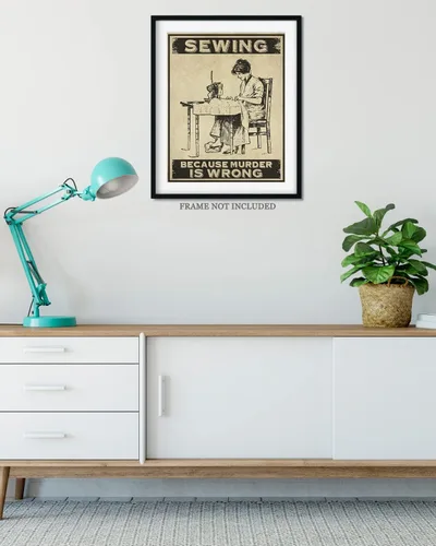 Miniatura 4 de Decoración de habitación de Sewing Because Murder Is Wrong, decoración de pared retro para cocina, baño, dormitorio, divertido regalo de arte