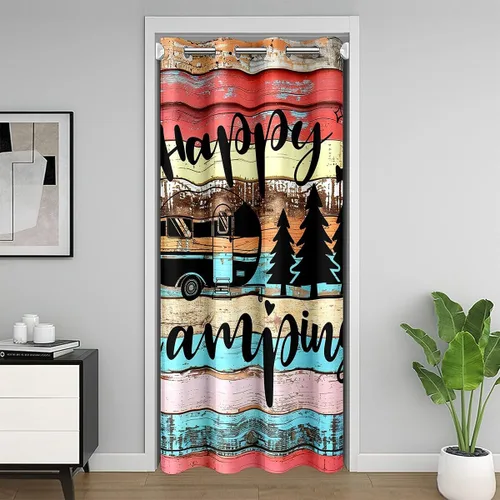 Miniatura 15 de Happy - Cortina opaca para puerta de campamento para jóvenes adultos, caravana, caravana, viajes, 34 pulgadas de ancho x 80 pulgadas de largo