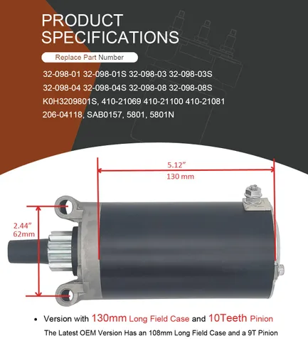 Miniatura 4 de Motor de arranque 5801N-wbe 5801N apto para motores Kohler Courage de 20HP 23HP 25HP 27HP Serie 7000 KT715 KT725 KT730 KT735 KT740 KT745 Reemplazo #