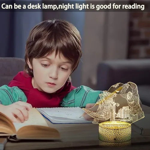Miniatura 4 de Luz nocturna para niños, lámpara de dinosaurio King Kong Toys, luz nocturna LED que cambia de color, luz nocturna LED de ilusión 3D, control remoto
