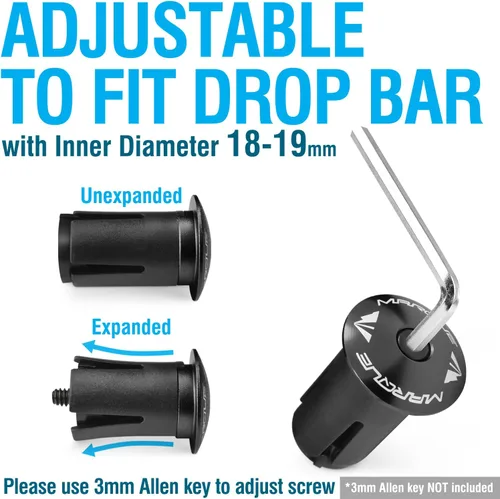 Miniatura 3 de MARQUE Alloy ENZ - Tapones para manillar de bicicleta de carretera, extremos de barra de mango de aluminio, tapones para barras de caída, tapas