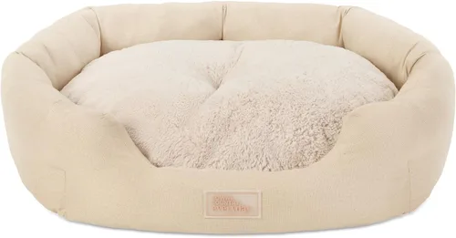 Town & Country Everyday CuddleTown Cama para Mascotas Cuddler de Lino Sintético Cómoda y Acogedora, Espuma de Caja de Huevos de Apoyo y Calmante,