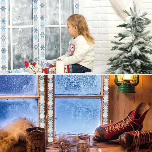 Miniatura 4 de Barydat Tablero de anuncios de copo de nieve de 206.7 pies, 3 rollos, borde de calabaza, hojas de arce, borde enrollado para casa de campo, borde