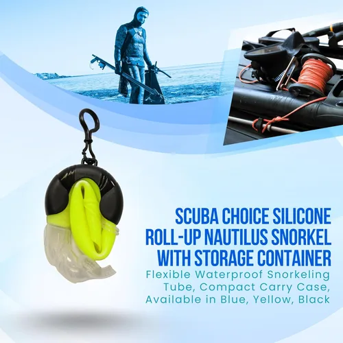 Miniatura 4 de Scuba Choice Silicone Roll-up Nautilus Snorkel with Storage Case, Compact 15" Flexible Snorkel, 3-1/2" Container, Easy to Pack & Store, Includes