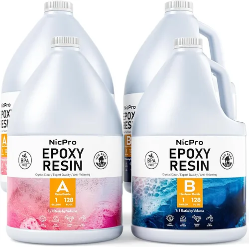 Miniatura 9 de Nicpro Kit de resina epoxi transparente de 1 galón, sin amarillamiento y sin burbujas, resina segura para alimentos para revestimiento y fundición