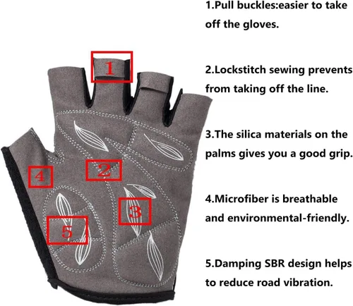 Miniatura 3 de ROVOS Guantes de ciclismo de montaña, guantes de ciclismo para hombresmujeres, almohadillas de absorción de impactos de 0.197 pulgadas (0.197 in)