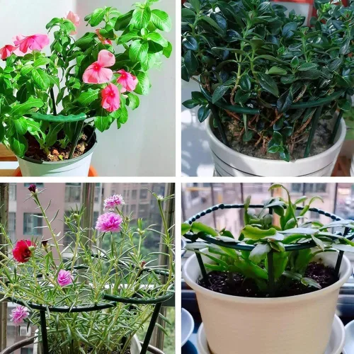 Miniatura 4 de HUFFA 2/4 unids plástico planta soporte pila marco invernadero arreglo semicírculo fijo varilla interior flor planta vid escalada soporte 4 piezas-L