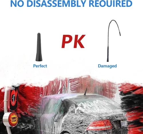 Miniatura 5 de Antena universal de repuesto para automóvil de 2.5 pulgadas, color negro, recepción optimizada de FM/AM, mini antena corta de aluminio para vehículo