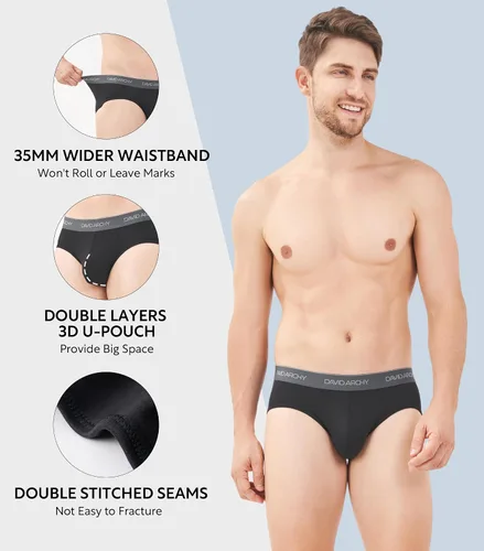 Miniatura 5 de DAVID ARCHY Calzoncillos de rayón para hombre hechos de ropa interior de bambú, ajuste cómodo, súper suave, cómodo, sin bragueta, paquete de 4 o 7