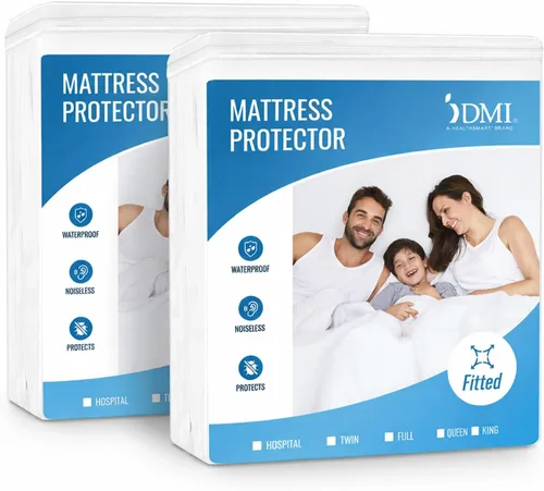 Miniatura 8 de DMI Protector de colchón impermeable individual – Ajustado, funda de colchón silenciosa, suave y transpirable, 39 x 75 x 8 pulgadas, color blanco