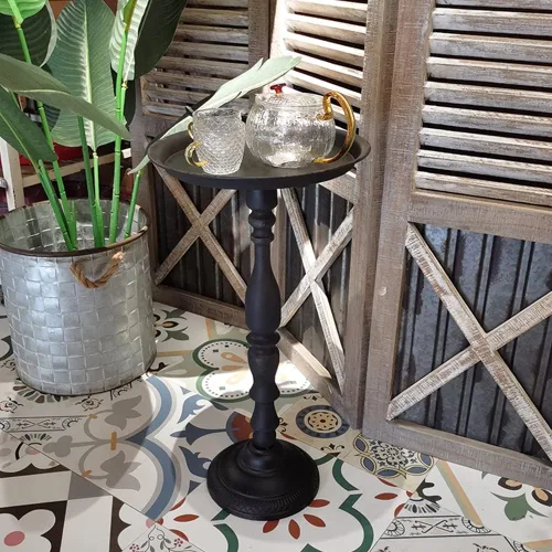 Miniatura 7 de Mesa redonda pequeña decorativa para pájaros, decoración de granja, mesa auxiliar Shabby Chic para sala de estar, muebles de oficina (negro, grande)