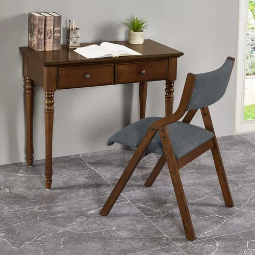 Miniatura 9 de Ball & Cast Juego de 2 sillas de comedor plegables tapizadas, sillas plegables de madera, 2 unidades, sillas portátiles de oficina para reuniones